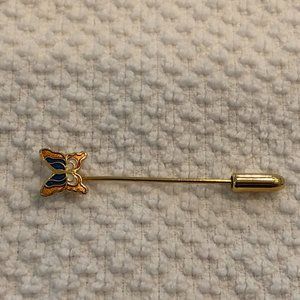 So Adorable Vintage Stickpin w Tiny Enamel Cloisonne Butterfly